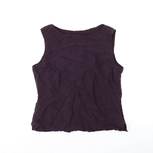 Liz Claiborne Womens Purple Polyester Basic T-Shirt Size 14 Boat Neck