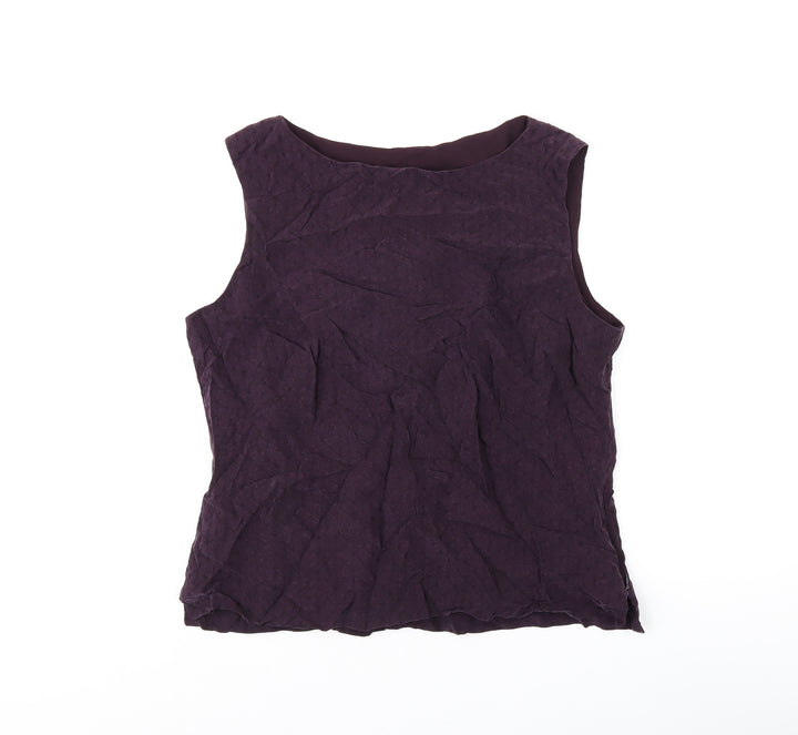 Liz Claiborne Womens Purple Polyester Basic T-Shirt Size 14 Boat Neck