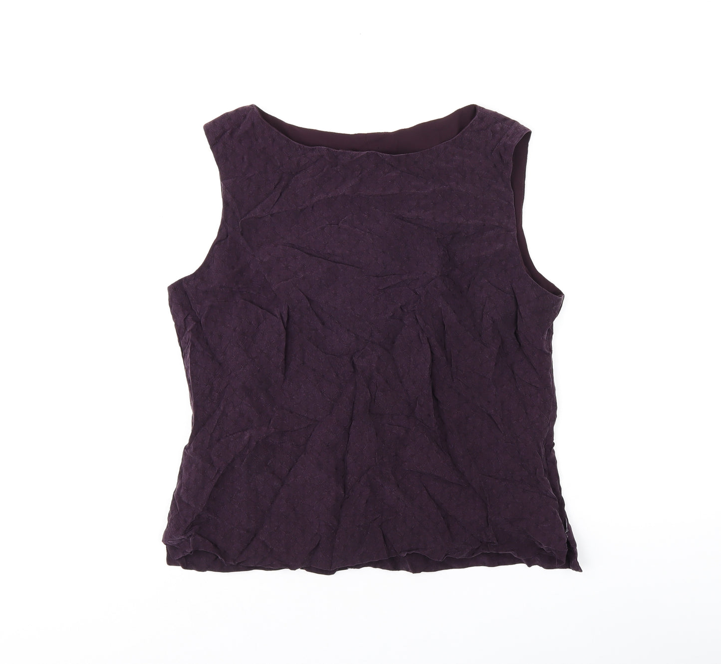 Liz Claiborne Womens Purple Polyester Basic T-Shirt Size 14 Boat Neck