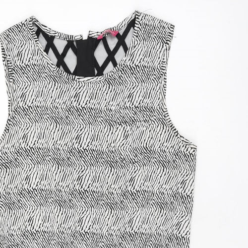 YD Girls White Geometric Polyester Playsuit One-Piece Size 12-13 Years Zip