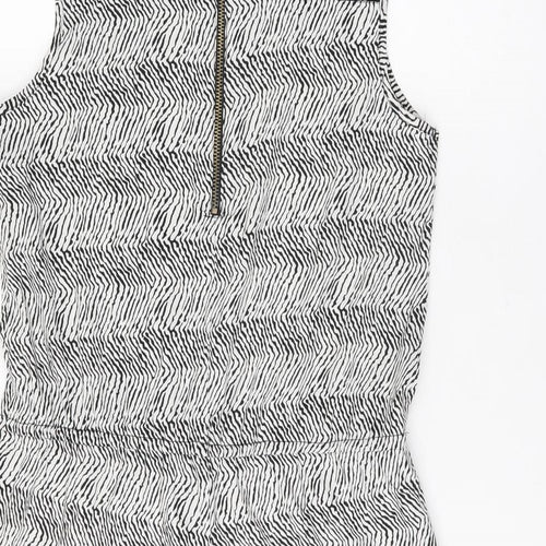 YD Girls White Geometric Polyester Playsuit One-Piece Size 12-13 Years Zip