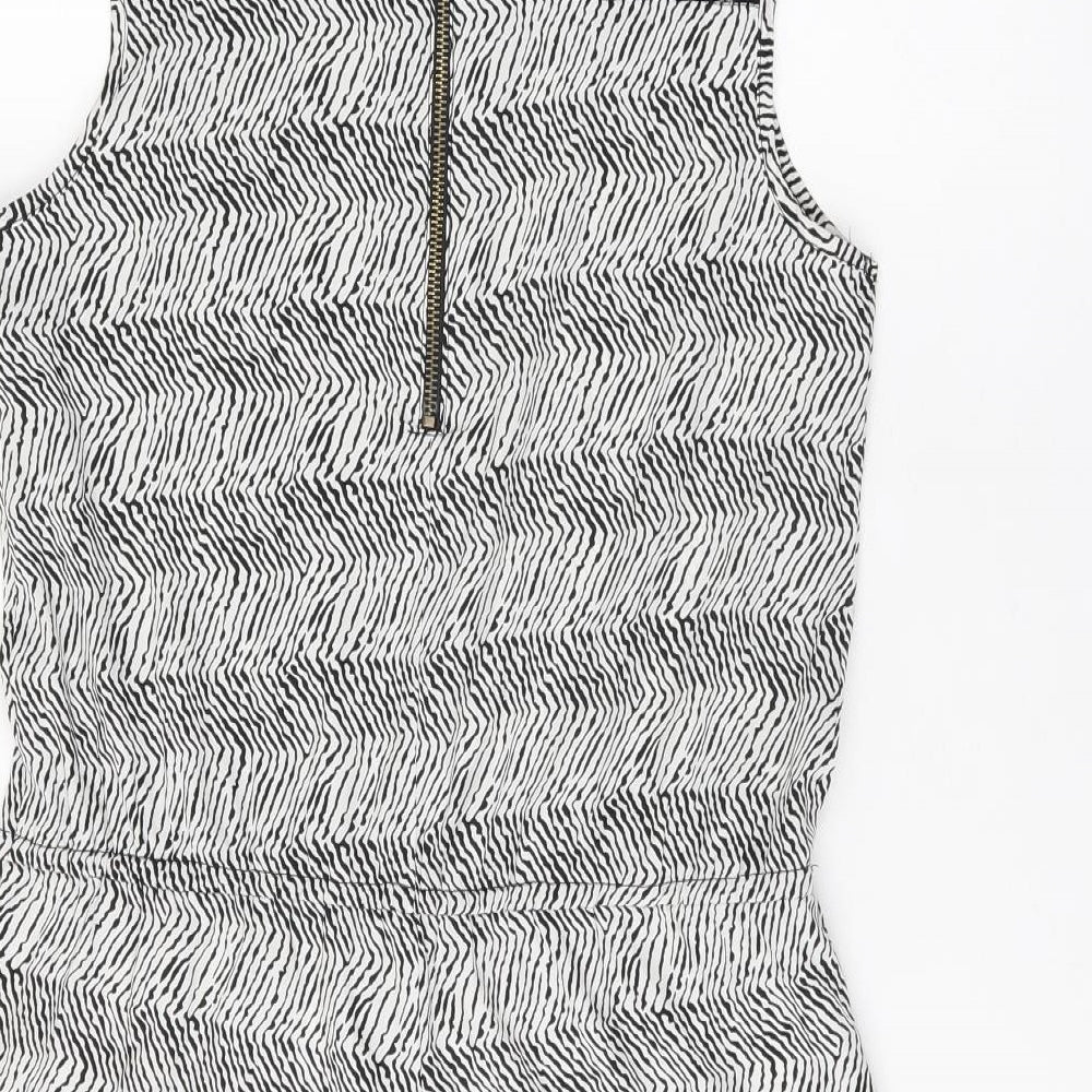 YD Girls White Geometric Polyester Playsuit One-Piece Size 12-13 Years Zip