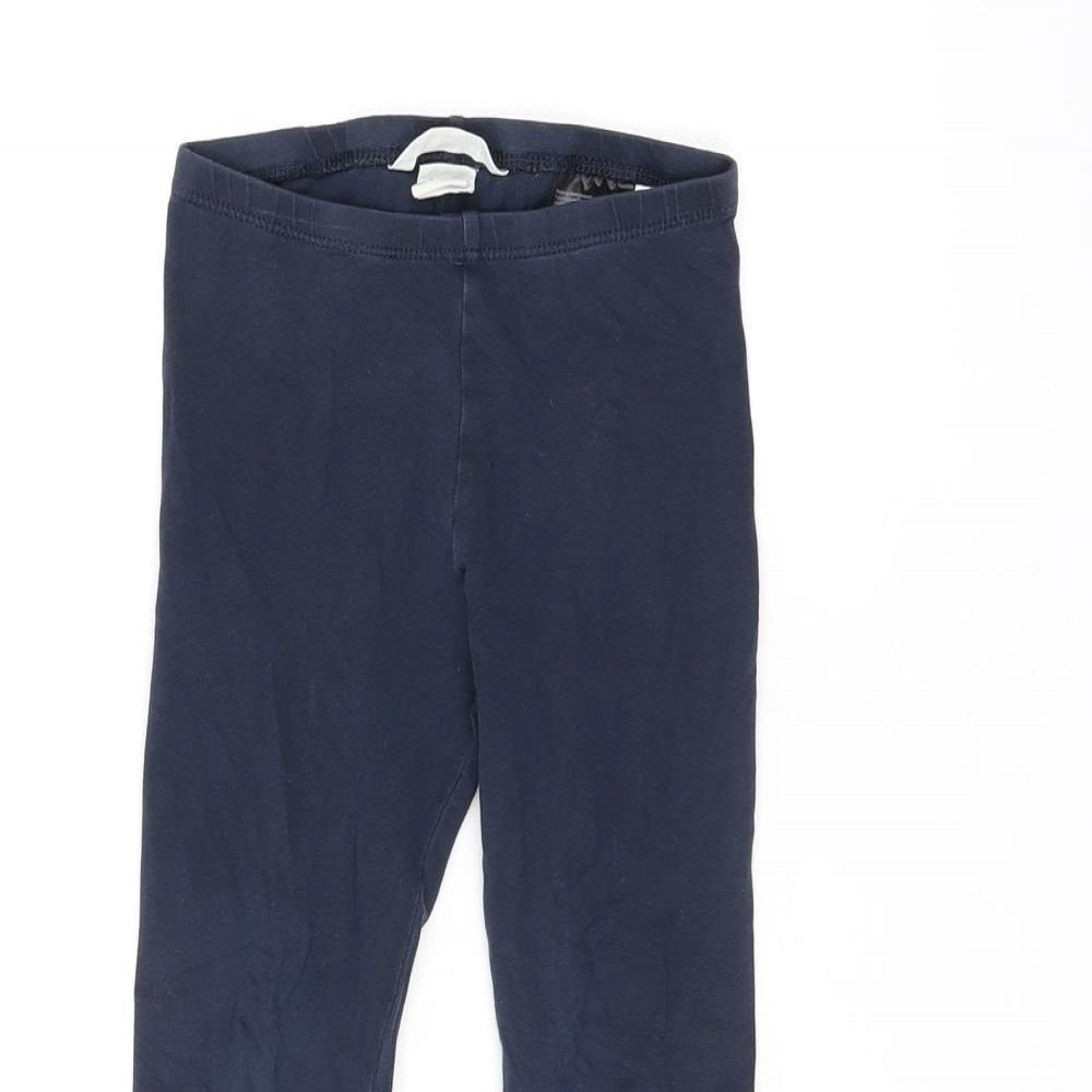H&M Girls Blue Cotton Capri Trousers Size 5-6 Years Regular Pullover