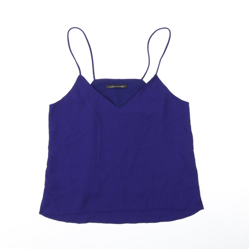 Zara Womens Blue Polyester Camisole Tank Size 14 V-Neck
