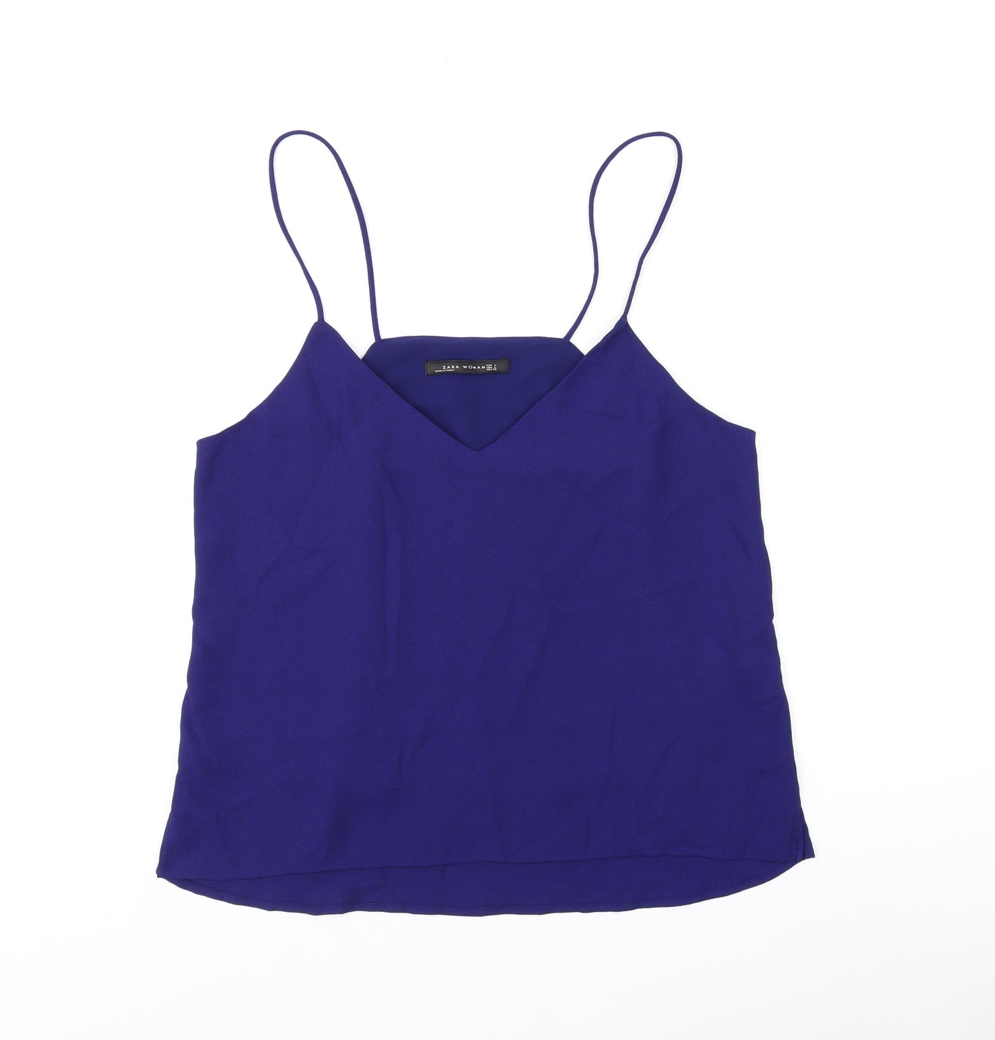 Zara Womens Blue Polyester Camisole Tank Size 14 V-Neck