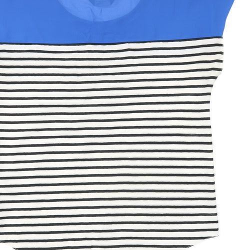 Dorothy Perkins Womens White Striped Polyester Basic T-Shirt Size 8 Boat Neck