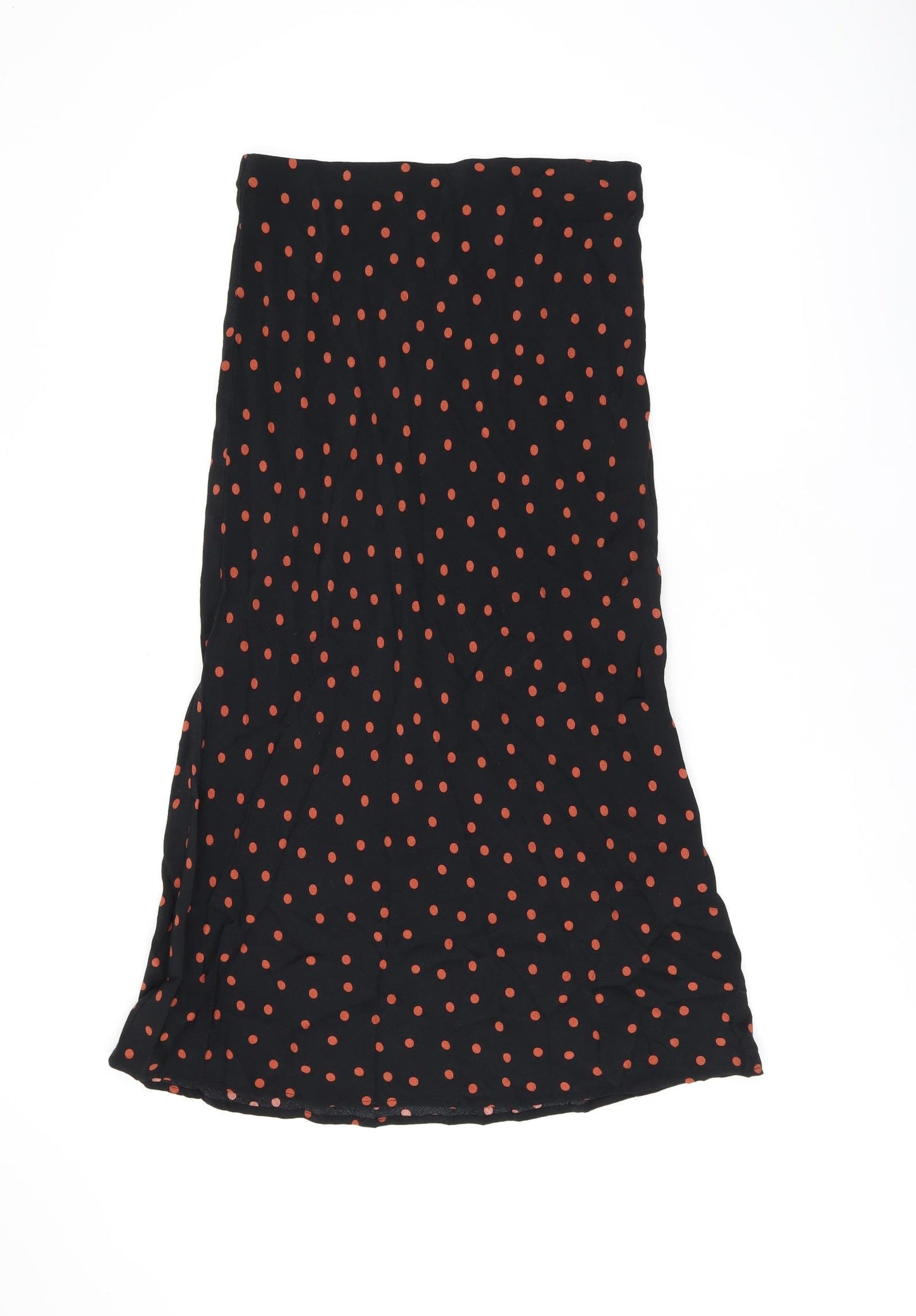 New Look Womens Black Polka Dot Viscose Flare Skirt Size 12