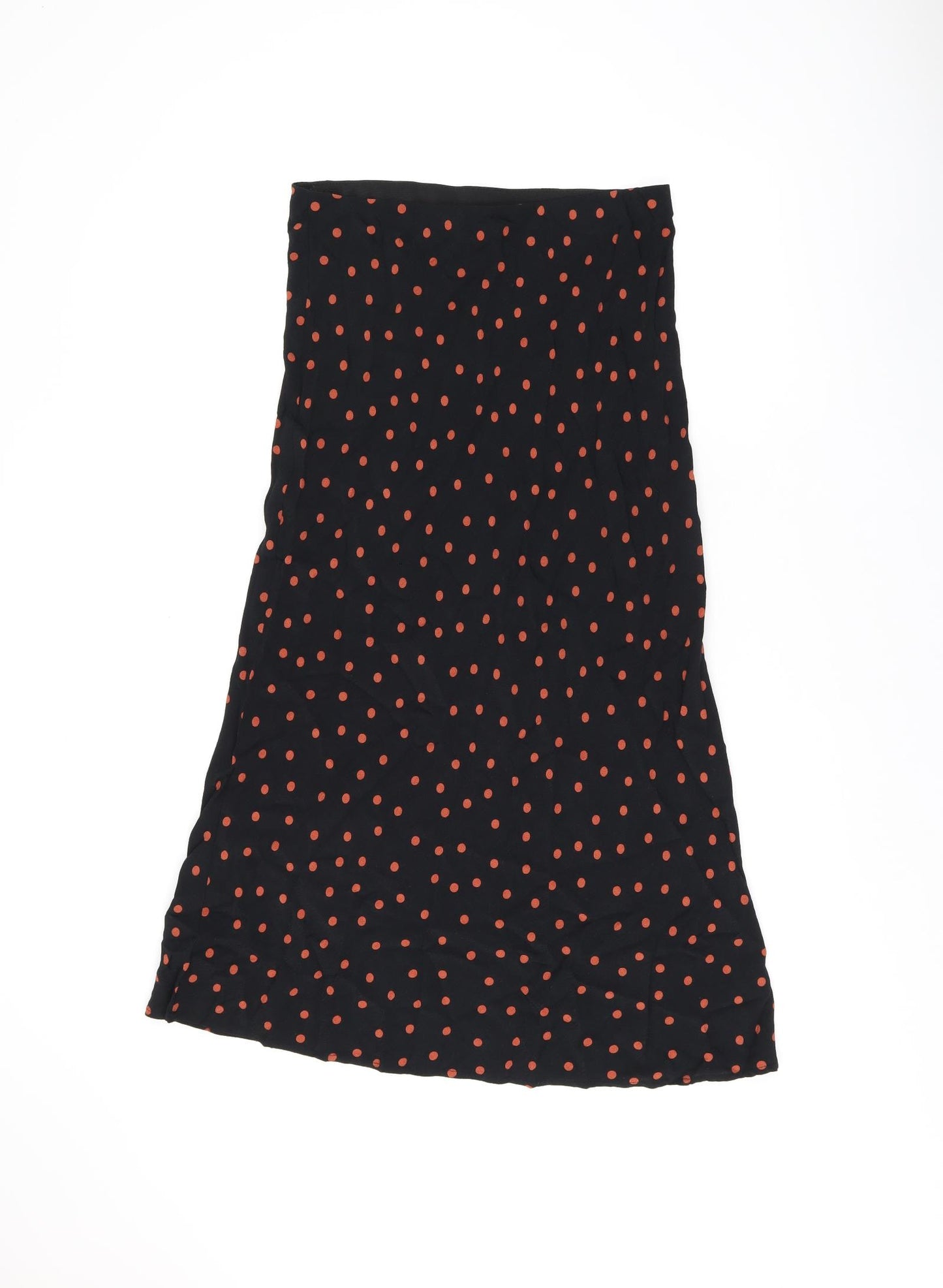 New Look Womens Black Polka Dot Viscose Flare Skirt Size 12