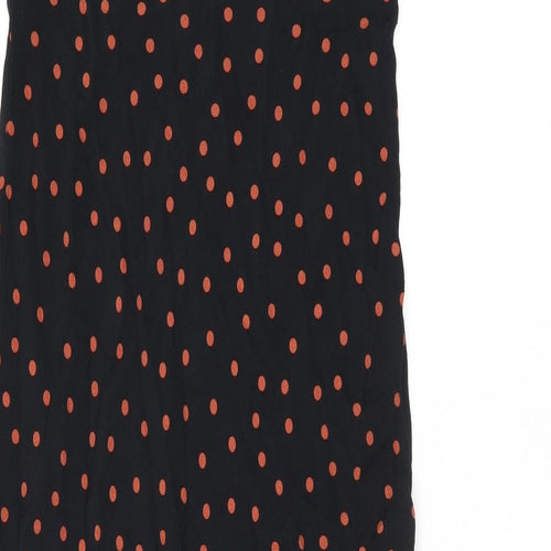 New Look Womens Black Polka Dot Viscose Flare Skirt Size 12