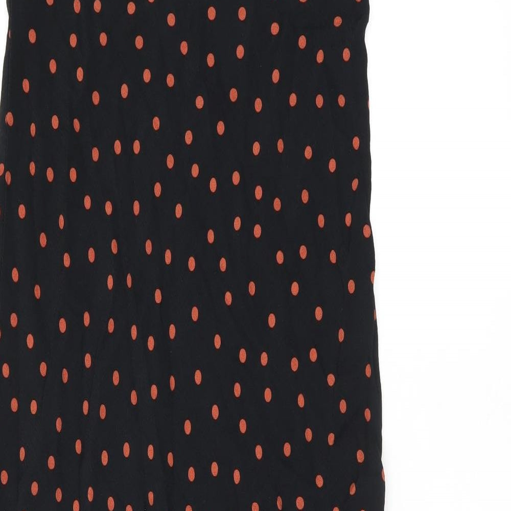 New Look Womens Black Polka Dot Viscose Flare Skirt Size 12