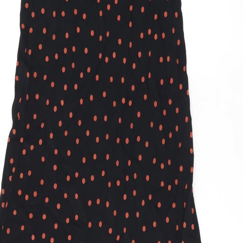 New Look Womens Black Polka Dot Viscose Flare Skirt Size 12