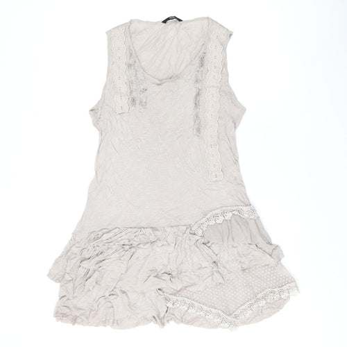 M&Co Womens Beige Viscose Jersey Tank Size M Scoop Neck