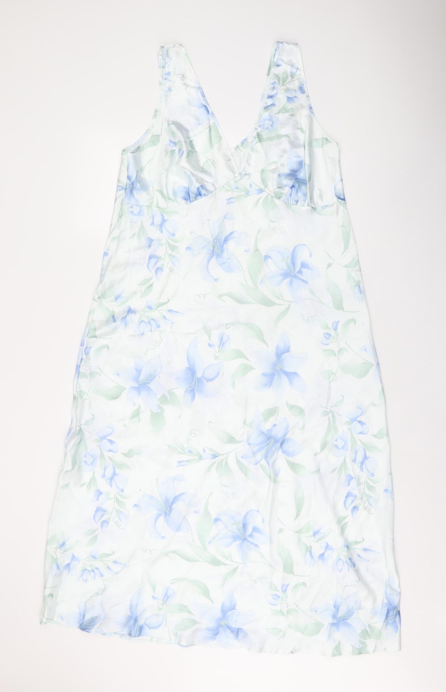 Sentiments Womens White Floral Polyester Tank Dress Size 18 V-Neck Pullover