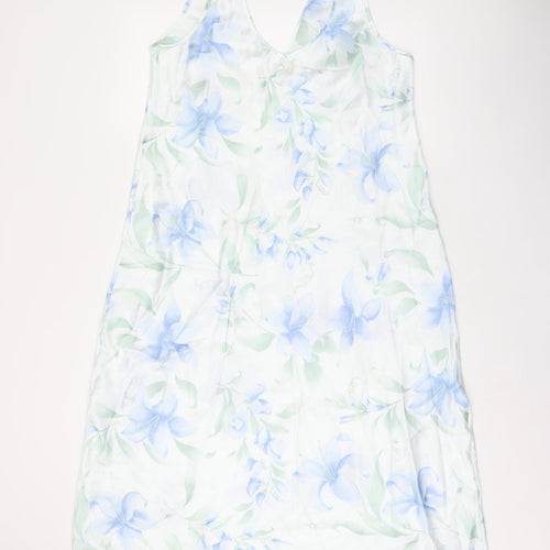 Sentiments Womens White Floral Polyester Tank Dress Size 18 V-Neck Pullover