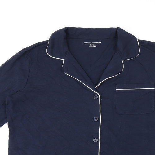 Amazon Essentials Womens Blue Solid Cotton Top Pyjama Top Size S Button