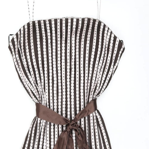 Phase Eight Womens Brown Polka Dot Polyester A-Line Size 16 Off the Shoulder Zip