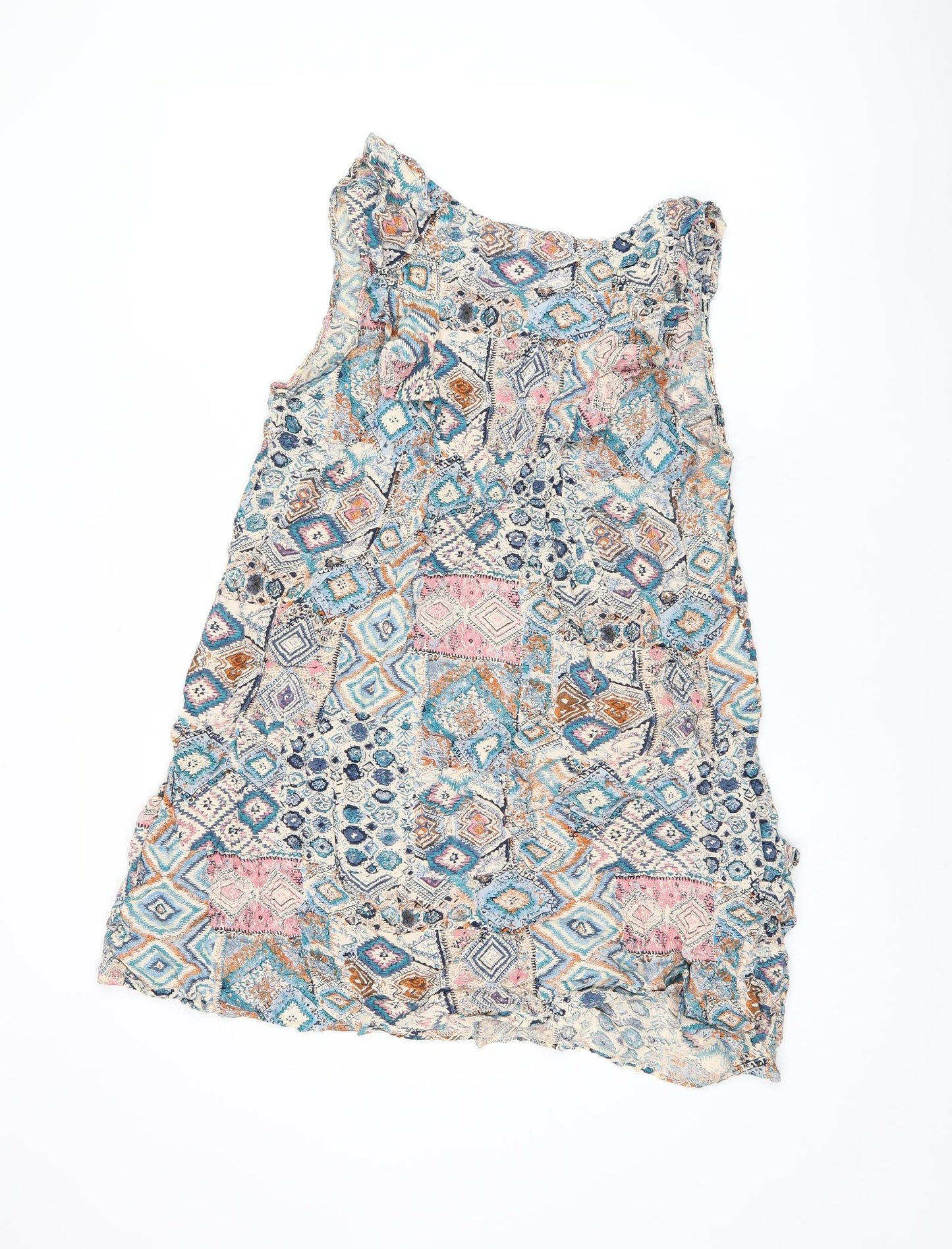 Apricot Womens Multicoloured Geometric Viscose Basic Tank Size 14 Scoop Neck