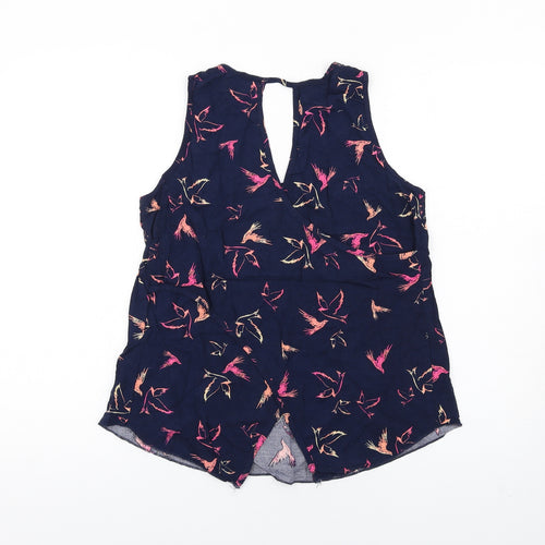 Apricot Womens Blue Geometric Viscose Basic Tank Size 14 Round Neck - Birds