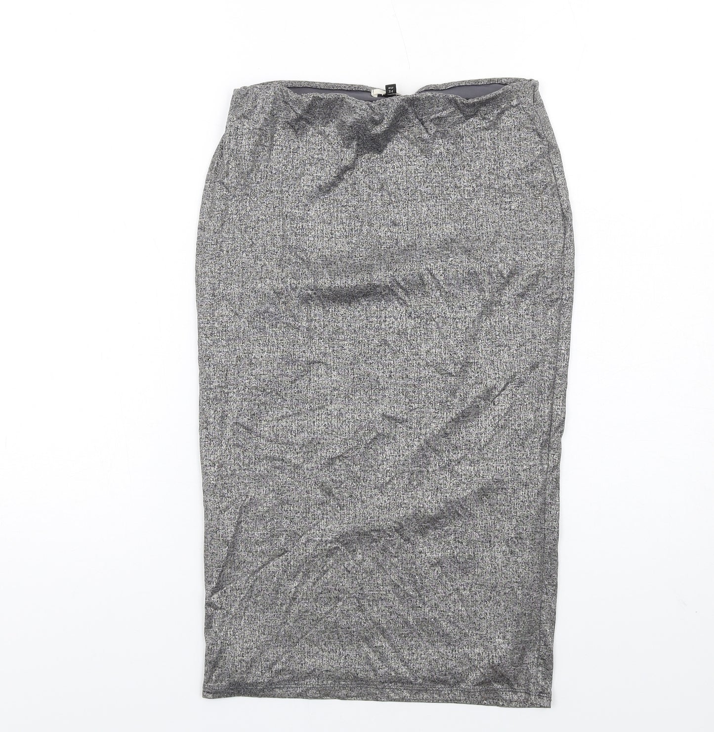 River Island Womens Silver Polyester Straight & Pencil Skirt Size 8