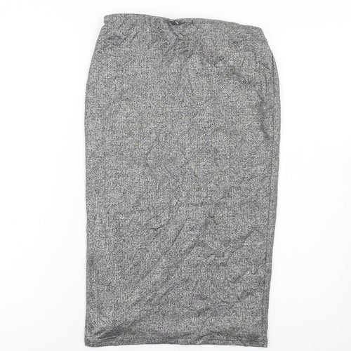 River Island Womens Silver Polyester Straight & Pencil Skirt Size 8