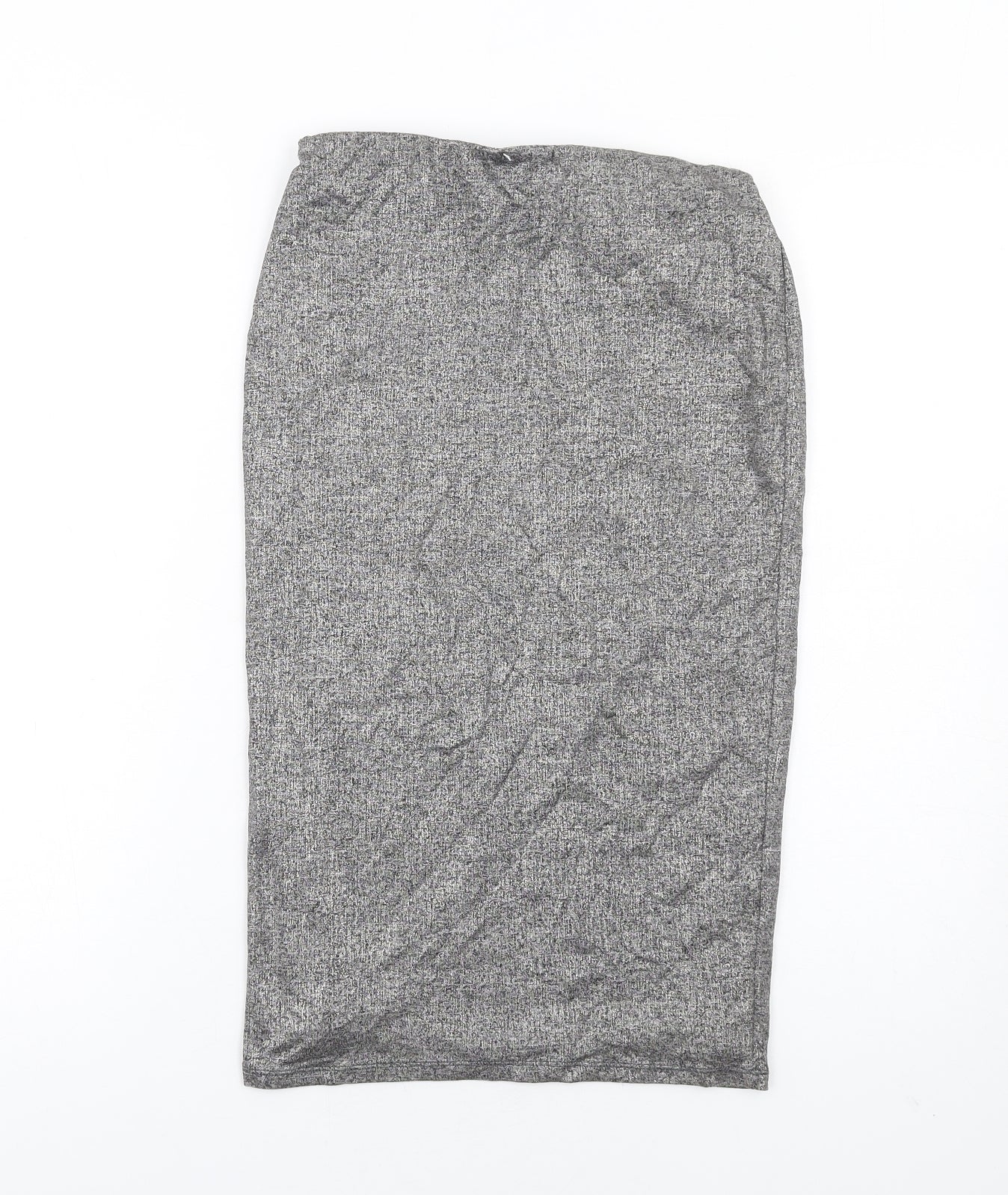River Island Womens Silver Polyester Straight & Pencil Skirt Size 8