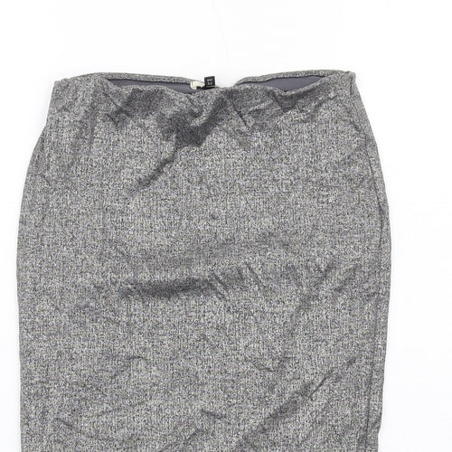 River Island Womens Silver Polyester Straight & Pencil Skirt Size 8