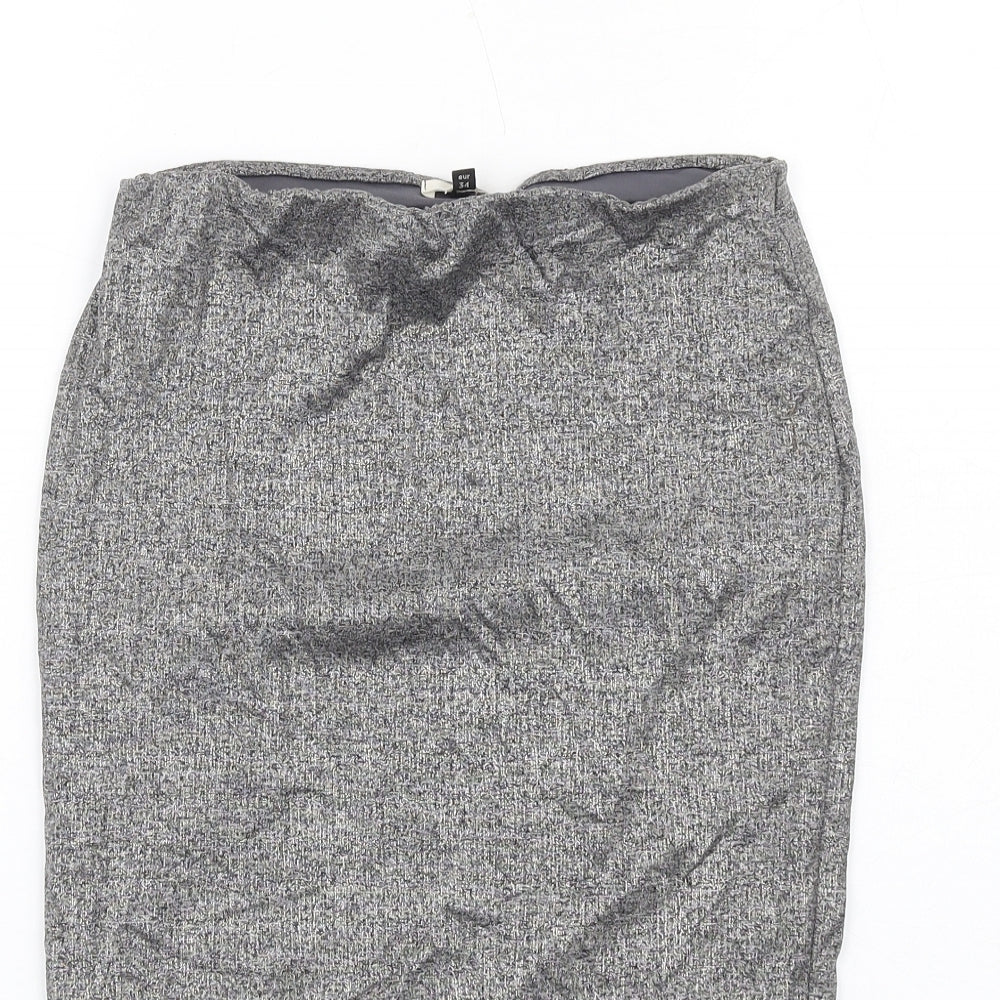 River Island Womens Silver Polyester Straight & Pencil Skirt Size 8