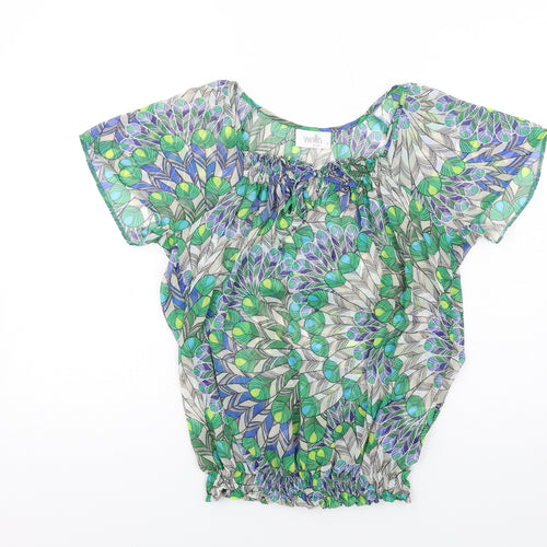 Wallis Womens Multicoloured Geometric Polyester Basic Blouse Size S Scoop Neck