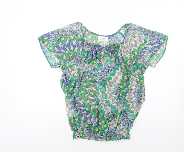 Wallis Womens Multicoloured Geometric Polyester Basic Blouse Size S Scoop Neck