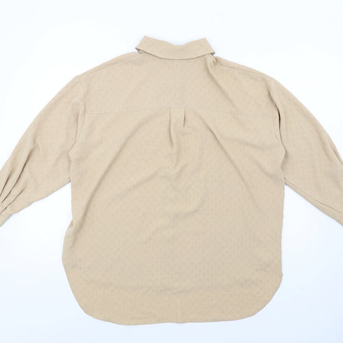 New Look Womens Beige Polyester Basic Button-Up Size 10 Collared