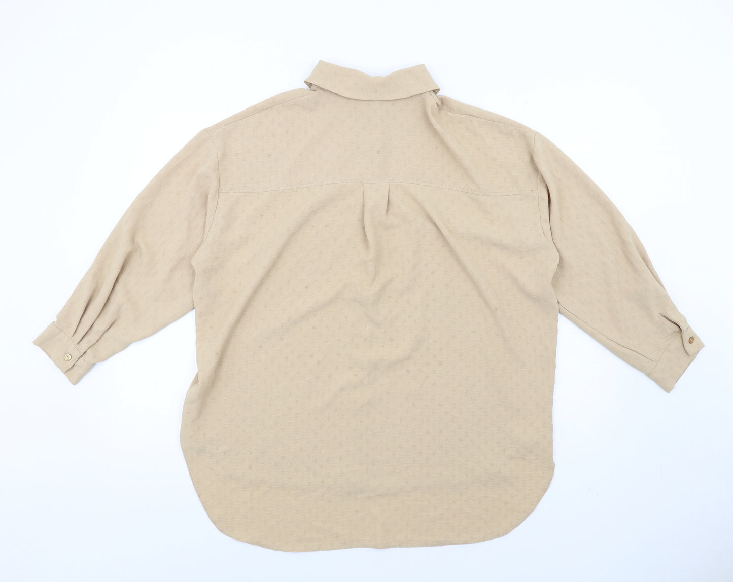 New Look Womens Beige Polyester Basic Button-Up Size 10 Collared