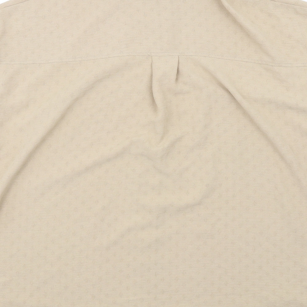 New Look Womens Beige Polyester Basic Button-Up Size 10 Collared