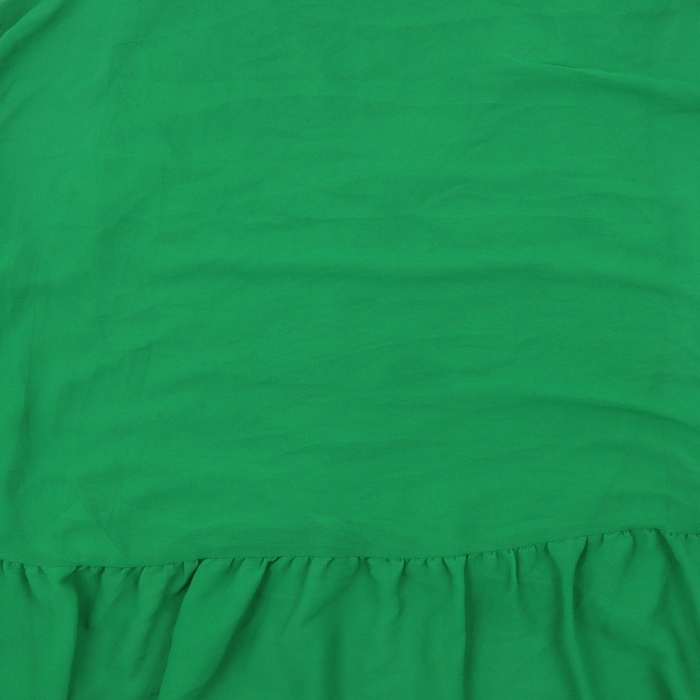 Zara Womens Green Polyester Basic Blouse Size M V-Neck