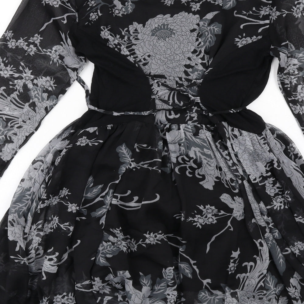 Joe Browns Womens Black Geometric Polyester A-Line Size 8 Scoop Neck Pullover