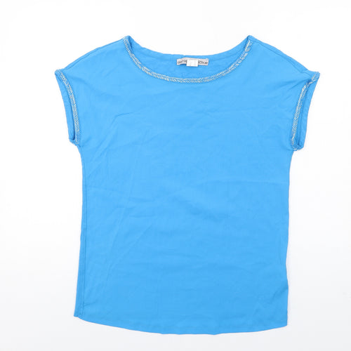 Ashley Brooke Womens Blue Polyester Basic T-Shirt Size 12 Round Neck - Beaded Trims