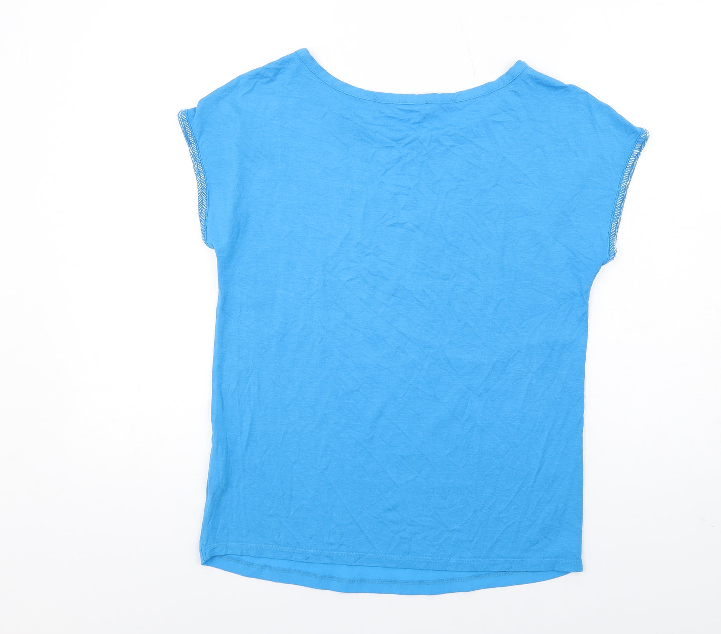 Ashley Brooke Womens Blue Polyester Basic T-Shirt Size 12 Round Neck - Beaded Trims