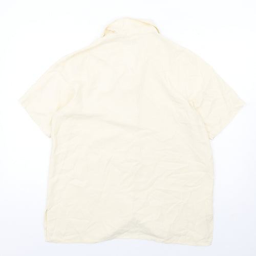Country Club Womens Ivory Silk Basic Button-Up Size L Collared