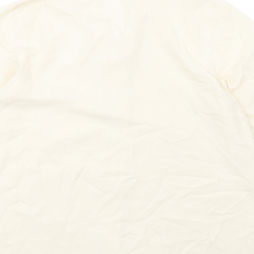 Country Club Womens Ivory Silk Basic Button-Up Size L Collared