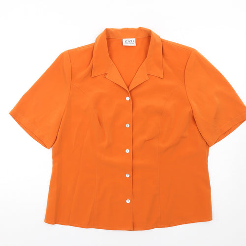 Jorli Womens Orange Polyester Basic Button-Up Size 18 Collared
