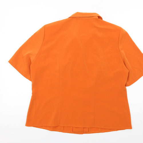 Jorli Womens Orange Polyester Basic Button-Up Size 18 Collared