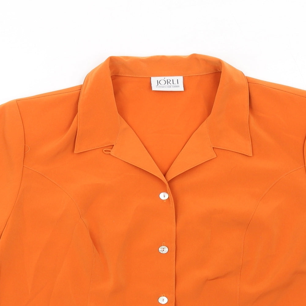 Jorli Womens Orange Polyester Basic Button-Up Size 18 Collared