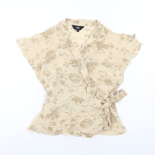 Jasper Conran Womens Beige Viscose Wrap Blouse Size 12 V-Neck