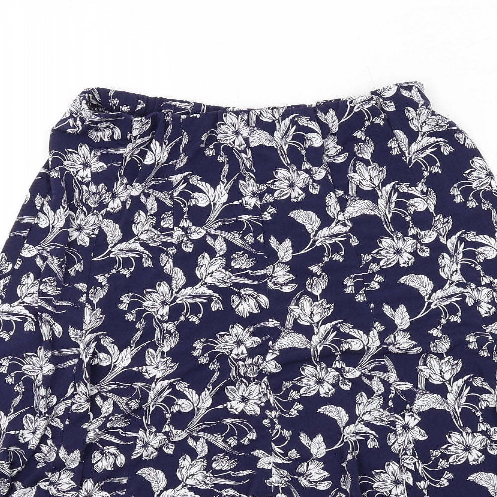 Julipa Womens Blue Floral Polyester A-Line Skirt Size 12