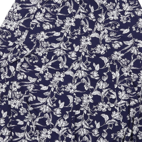 Julipa Womens Blue Floral Polyester A-Line Skirt Size 12