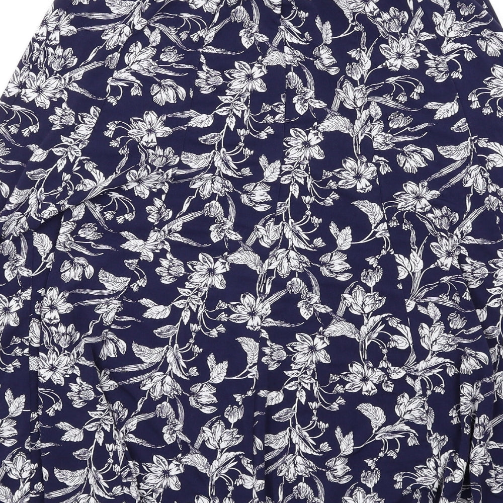 Julipa Womens Blue Floral Polyester A-Line Skirt Size 12