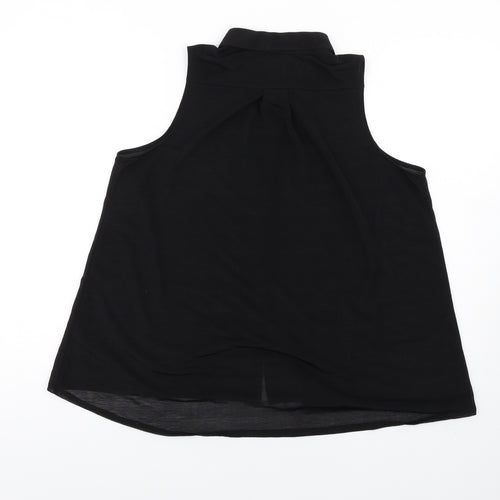 H&M Womens Black Polyester Basic Button-Up Size 12 Collared