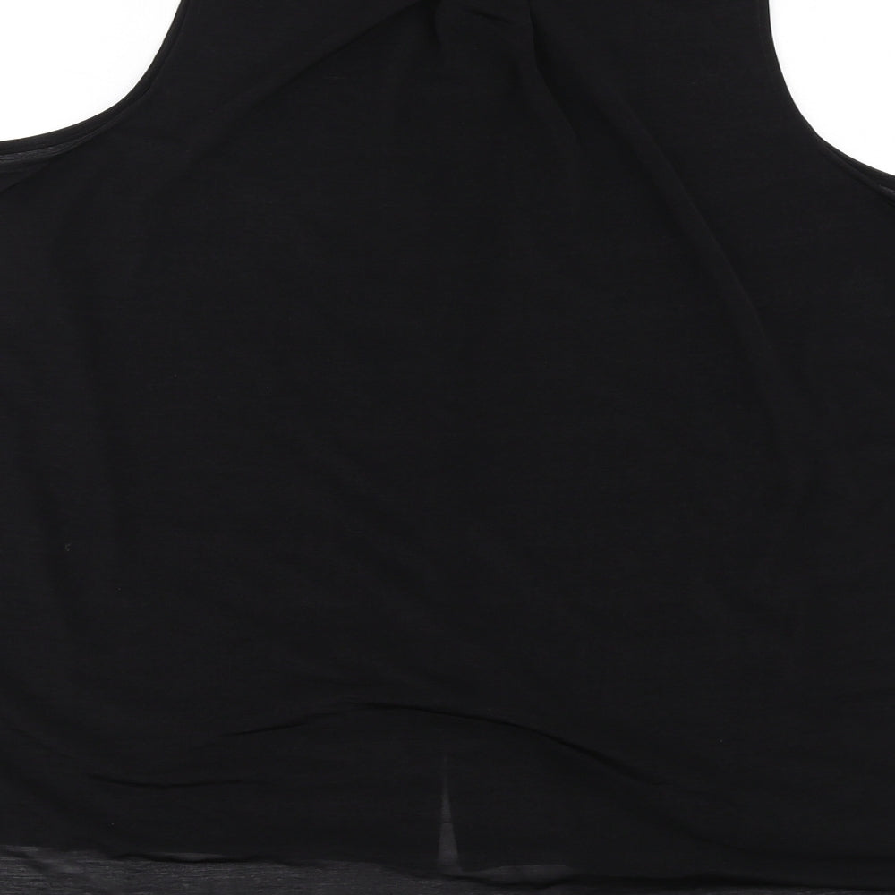 H&M Womens Black Polyester Basic Button-Up Size 12 Collared