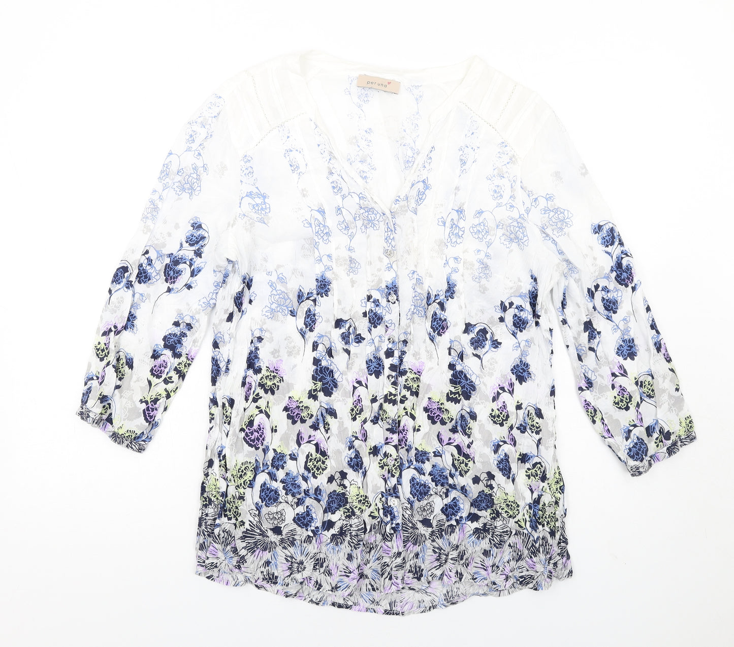 Per Una Womens Multicoloured Floral Viscose Basic Button-Up Size 16 V-Neck