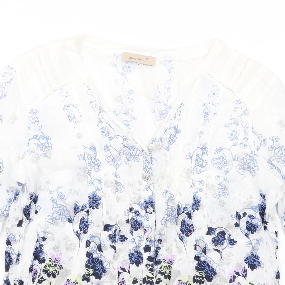 Per Una Womens Multicoloured Floral Viscose Basic Button-Up Size 16 V-Neck