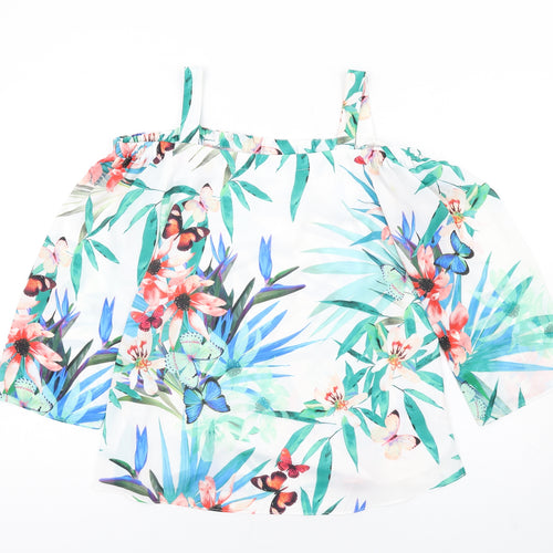Wallis Womens Multicoloured Floral Polyester Basic Blouse Size S Off the Shoulder